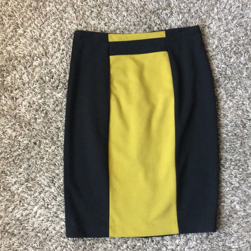 Black and Olive Green Pencil Skirt
